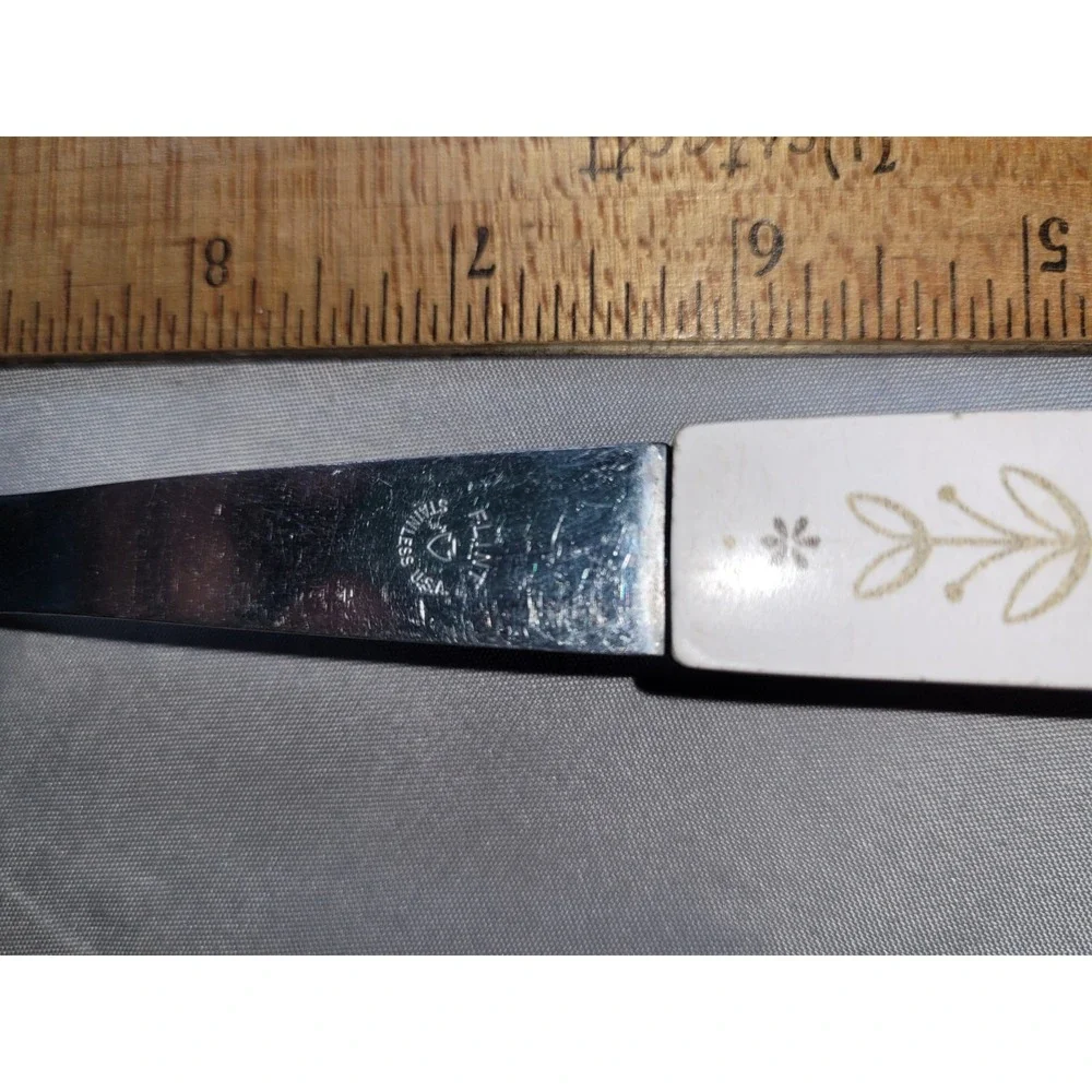 Vintage EKCO Century Stainless Steel Serving Fork White Floral Plastic